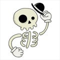 vector illustration in doodle style. cute skeleton, skull and bones. funny drawing cartoons 30s. halloween holiday Royalty Free Stock Photo